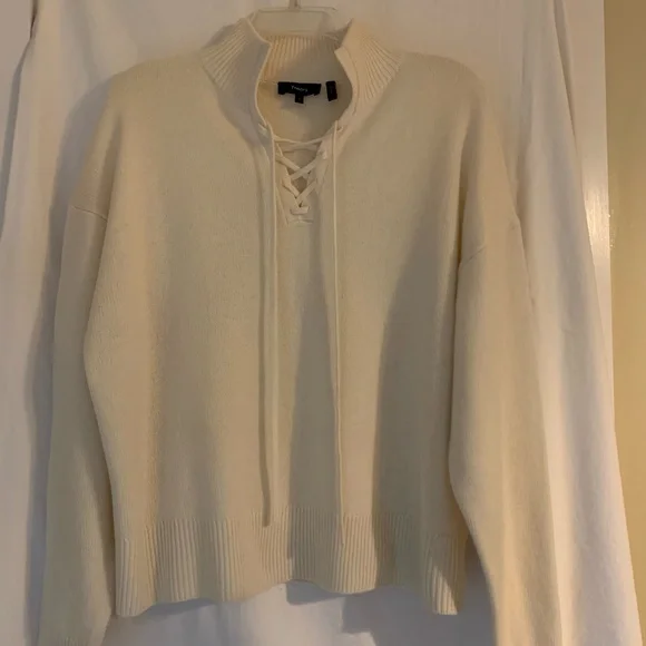 Theory 100% cashmere sweater with lace up neckline - Picture 1 of 7
